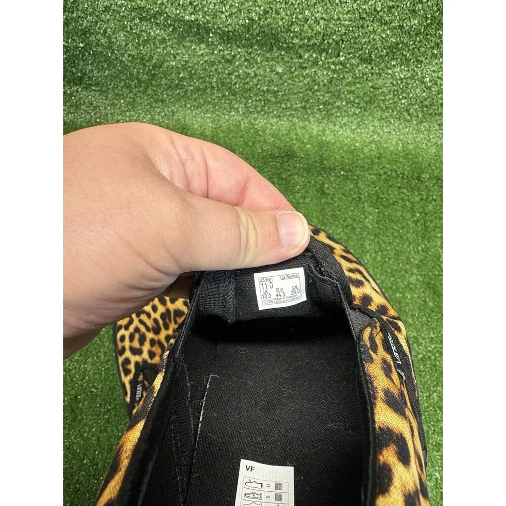 Vans Classic Slip-On Leopard Animal Print Black Slip On Sneakers Shoes Mens 11